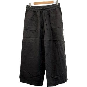 Athleta pants adult 10 tall gray charcoal linen wide leg pull on pockets women